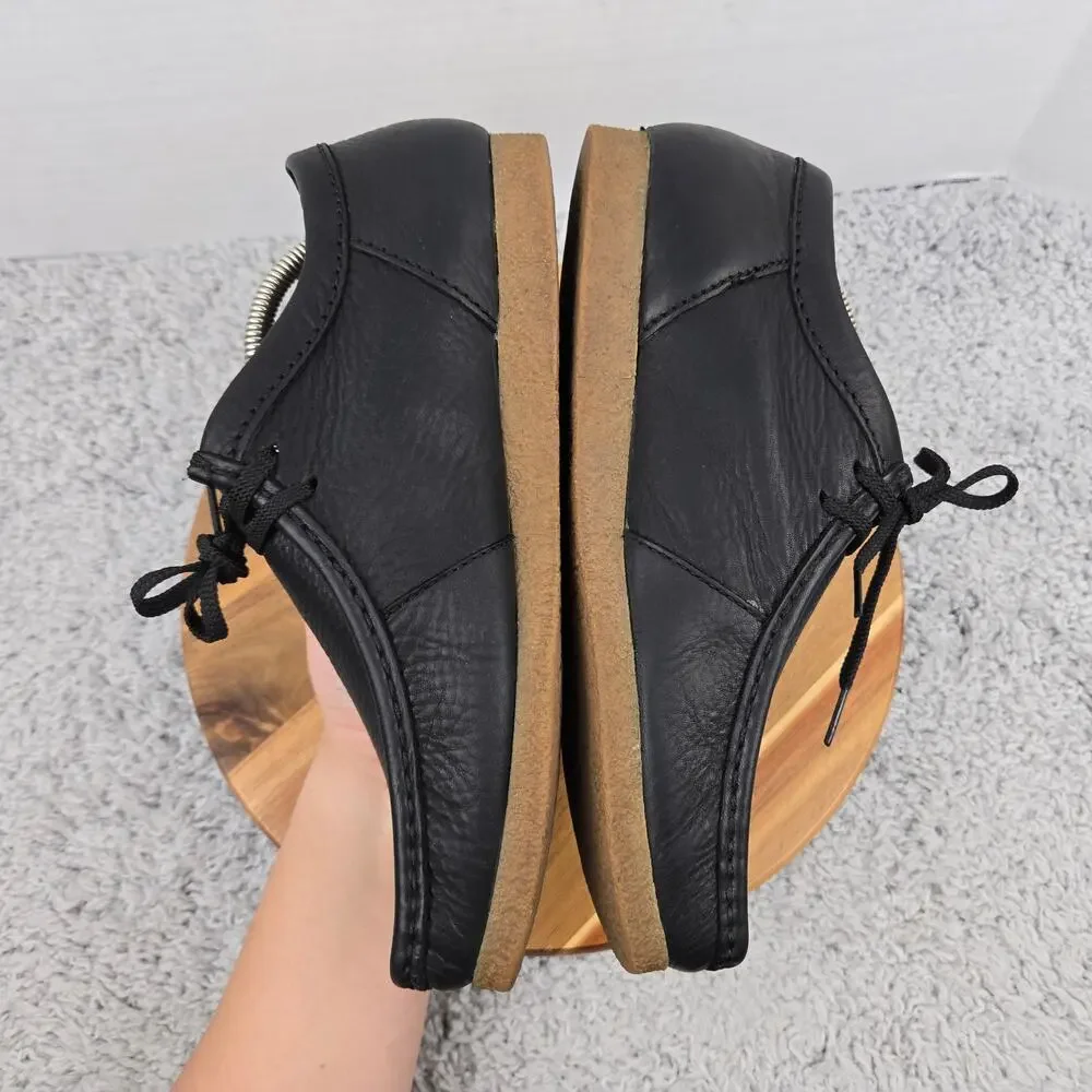 Clarks Mens 10 Shacre II Run Black Leather Casual Lifestyle Daily Chukka Boots